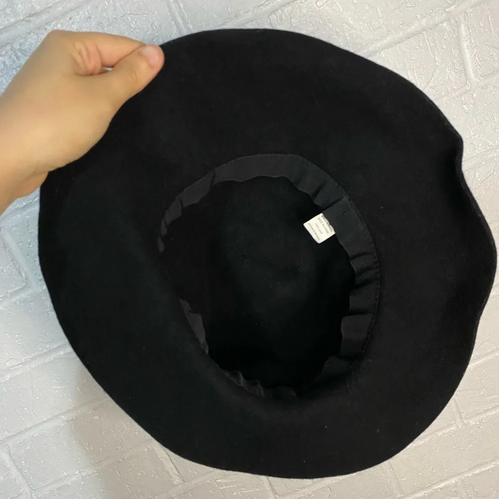 World Market Black 100% Wool Floppy Hat